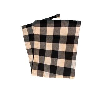 Jacquard Table Runner Black&white Plaid Design 70” X 13”